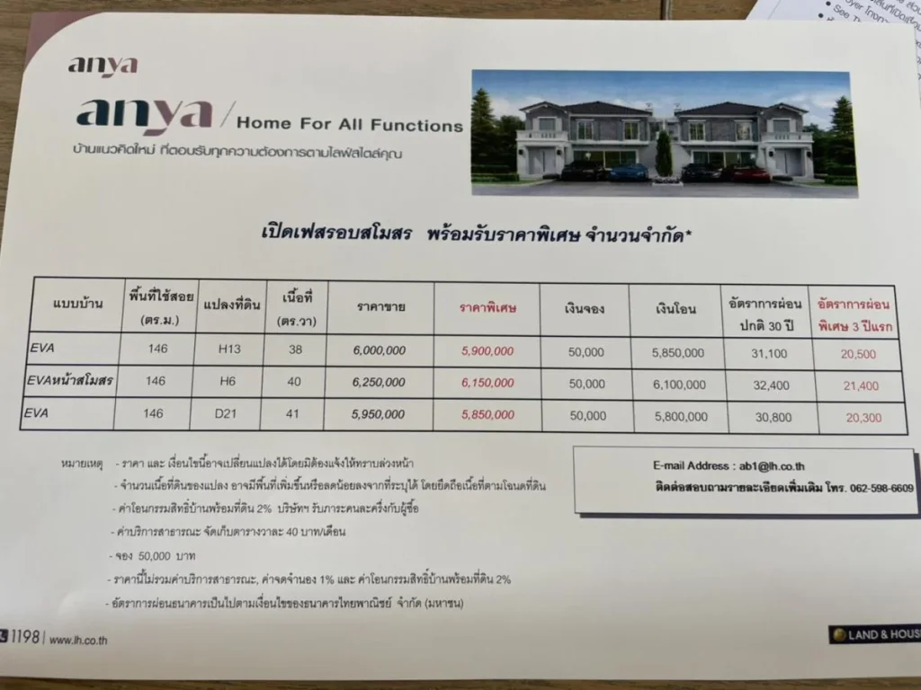 ขายใบจอง บ้านเดี่ยว 2 ชั้น โครงการ anya บางนา-รามคำแหง 2 กรุงเทพ