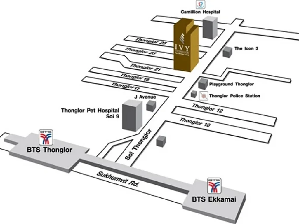 Condo Ivy Thonglor ใกล้ BTS ทองหล่อ ขนาด 36 ตรม ชั้น19 และ 20 วิวโล่งเห็น J Avenue เฟอร์ครบ