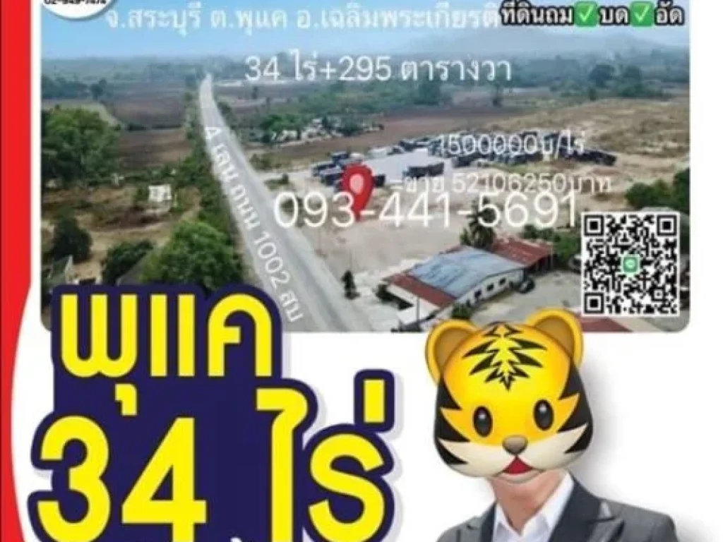 ขายที่ดิน 34 ไร่กว่า ถมดินแล้ว ตพุแค อเฉลิมพระเกียรติ