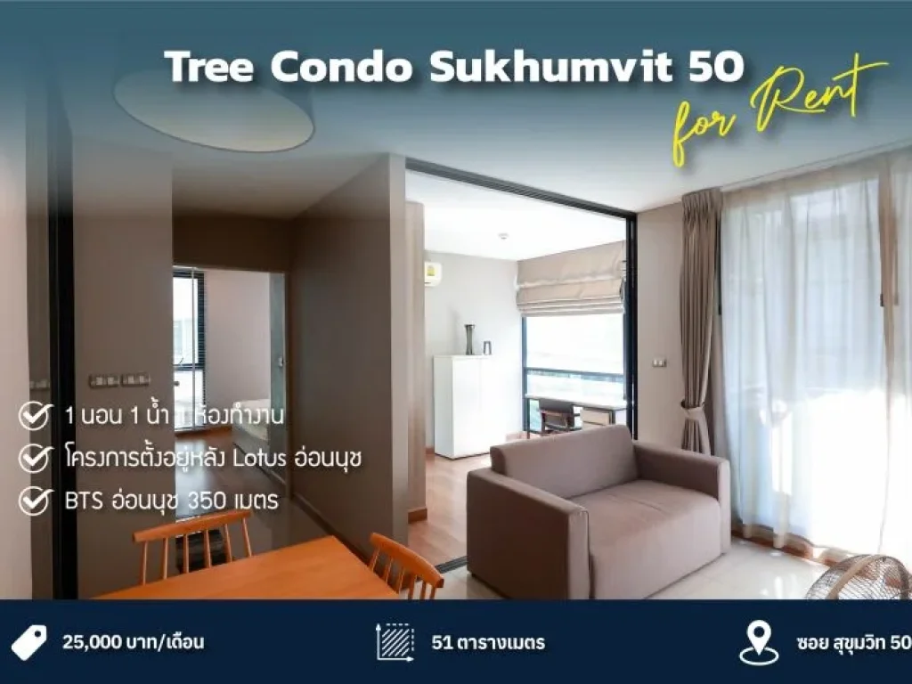 ให้เช่า คอนโด Tree Condo สุขุมวิท 50 ใกล้ BTS อ่อนนุช ชั้น 2