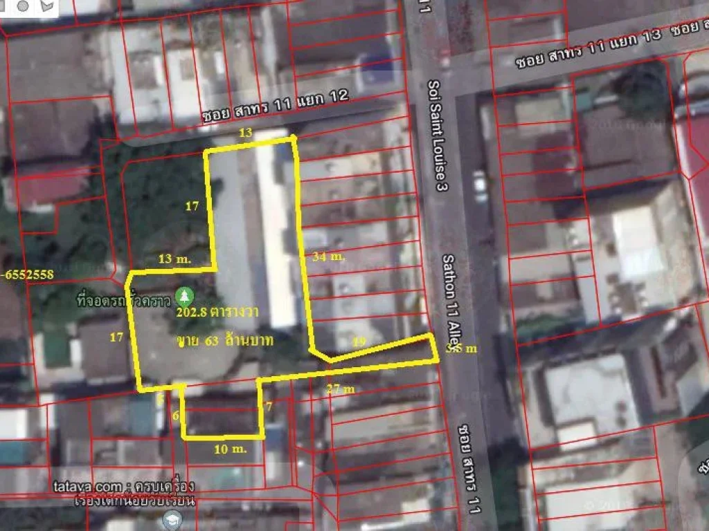 ขายที่ดินติดถนนซอยสาทร11แยก12 ถมแล้ว 2028 ตารางวา ขายรวม 63 ล้านบาท หน้ากว้าง 18x35 เมตร เหมาะลงทุนสร้างบ้านพักอาศัย โรงแรม ทำเลดี ย่าน