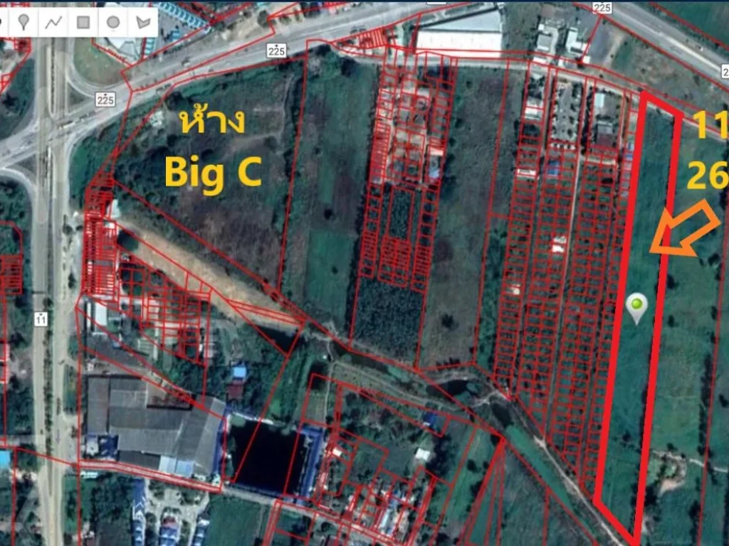ขายที่ดิน 11ไร่ 3งาน 26ตารางวา ด้านหลังห้างบิ๊กซี ใกล้สี่แยกหนองบัว
