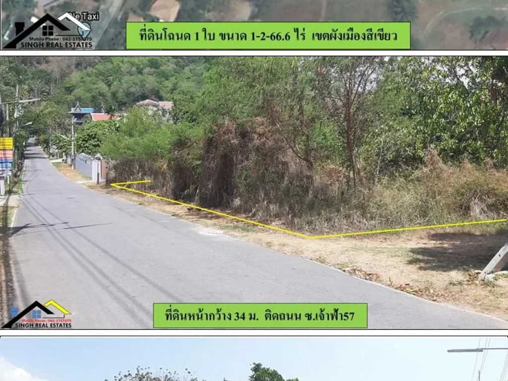 ขายที่ดิน1-2-666ไร่ ซเจ้าฟ้า57 ผังสีเขียว