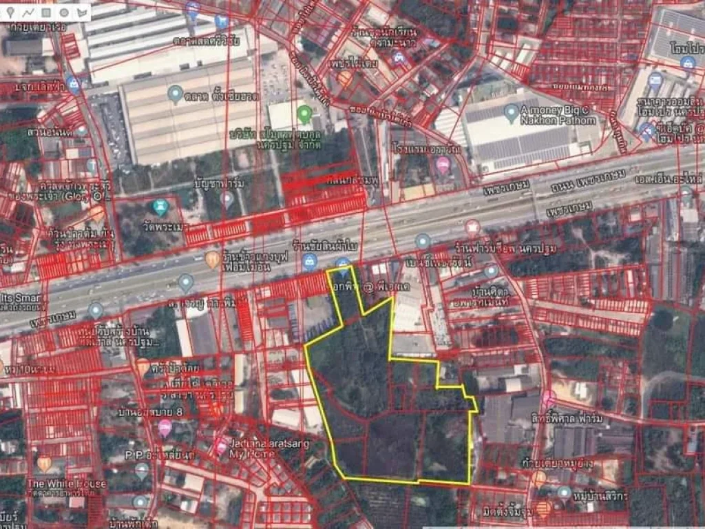 ขายที่ดิน26ไร่ ติดเพชรเกษม เยื้องๆบิ๊กซีนครปฐมผังที่ดินชมพู