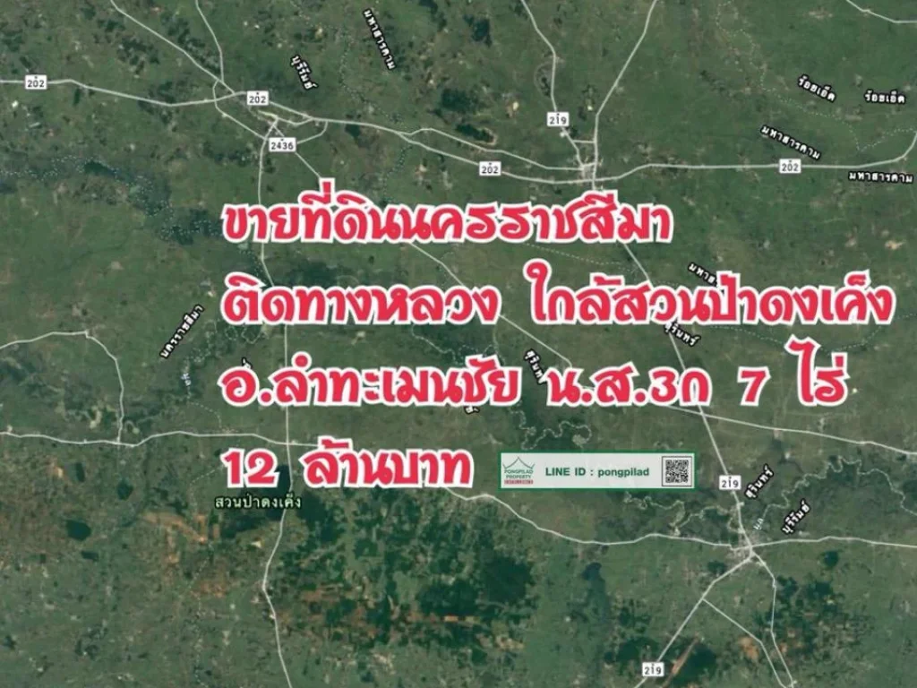 gt ขายที่ดินนครราชสีมา ติดทางหลวง อลำทะเมนชัย 7 ไร่