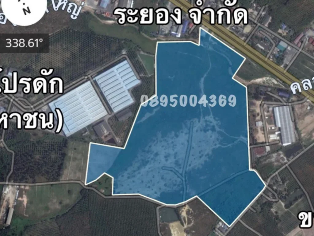 ขายที่ดิน ติดถนนหมายเลข 36 ตนิคมพัฒนา อนิคมพัฒนา จระยอง เนื้อที่223ไร่