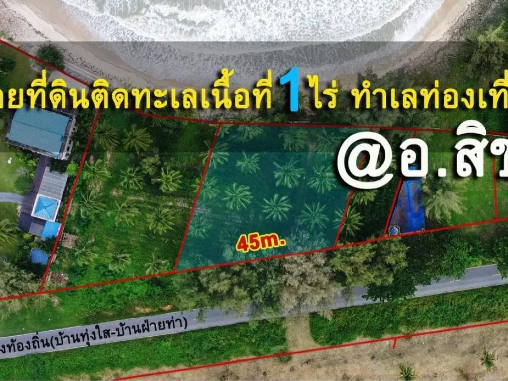 ขายที่ดินติดทะเลอำเภอสิชล-ขนอม 1 ไร่ราคาถูก