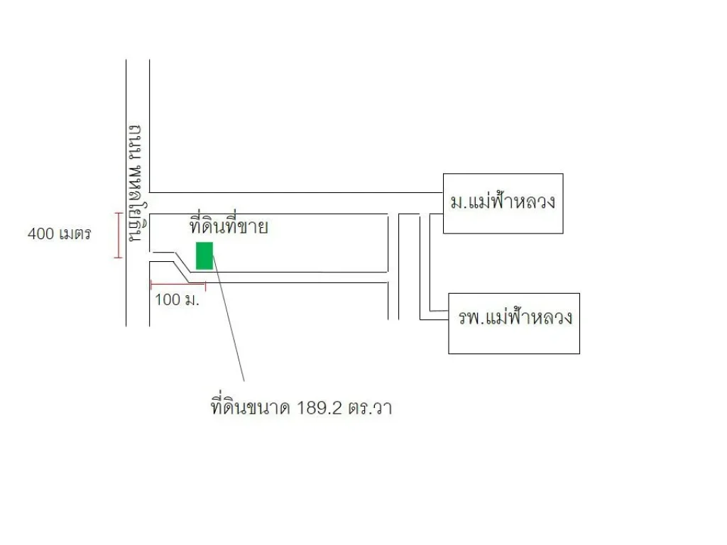 ที่ดิน 189 ตรวา 450 ม จากปากทางเข้ามแม่ฟ้าหลวง