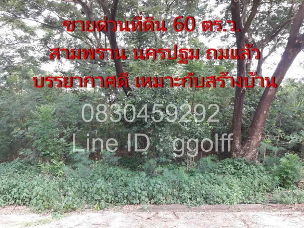 ขายที่ดิน 60 ตรว สามพราน นครปฐม ถมแล้ว บรรยากาศดี เหมาะกับสร้างบ้าน