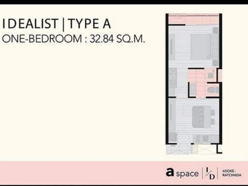 A space ID Asok Ratchada ใกล้ MRT Rama 9 ชั้น 15 size 33 Sqm