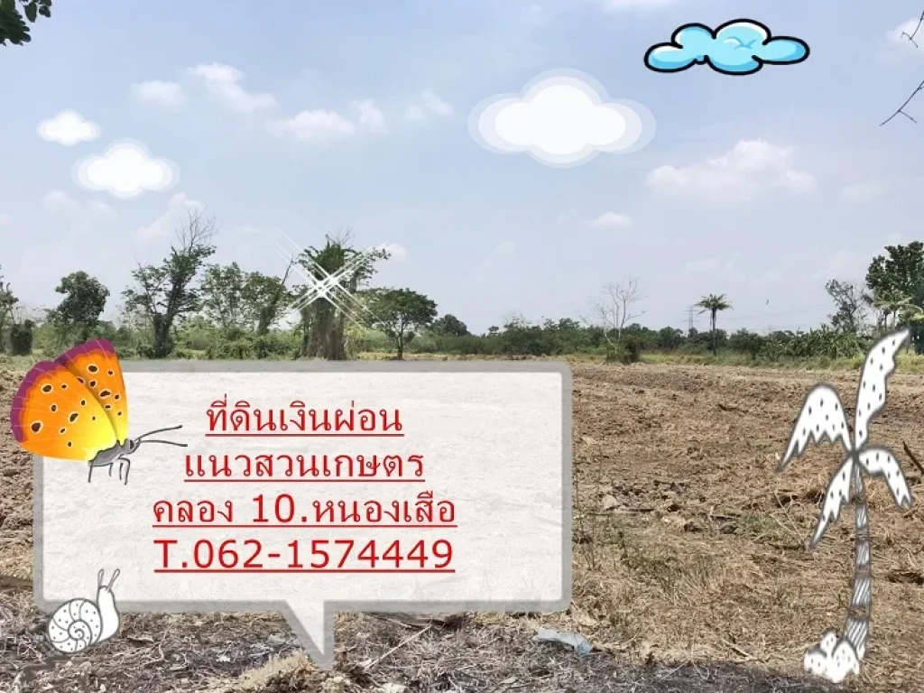 ที่ดินเงินผ่อน เลียบคลอง 10 กม3 หนองเสือ ธรรมชาติใกล้กรุง T062-1574449