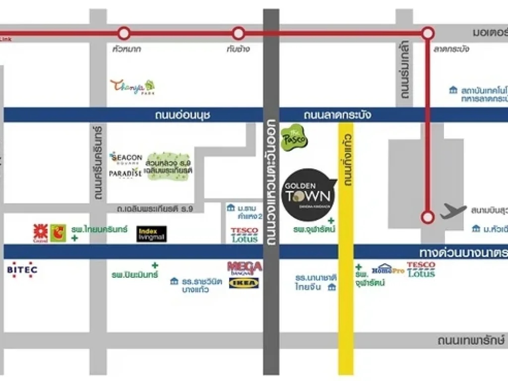 ขายทาวน์โฮมGolden Town บางนา-กิ่งแก้ว เนื้อที่ 22 ตรว 4 ห้องนอน ใกล้The Paseo ลาดกระบัง