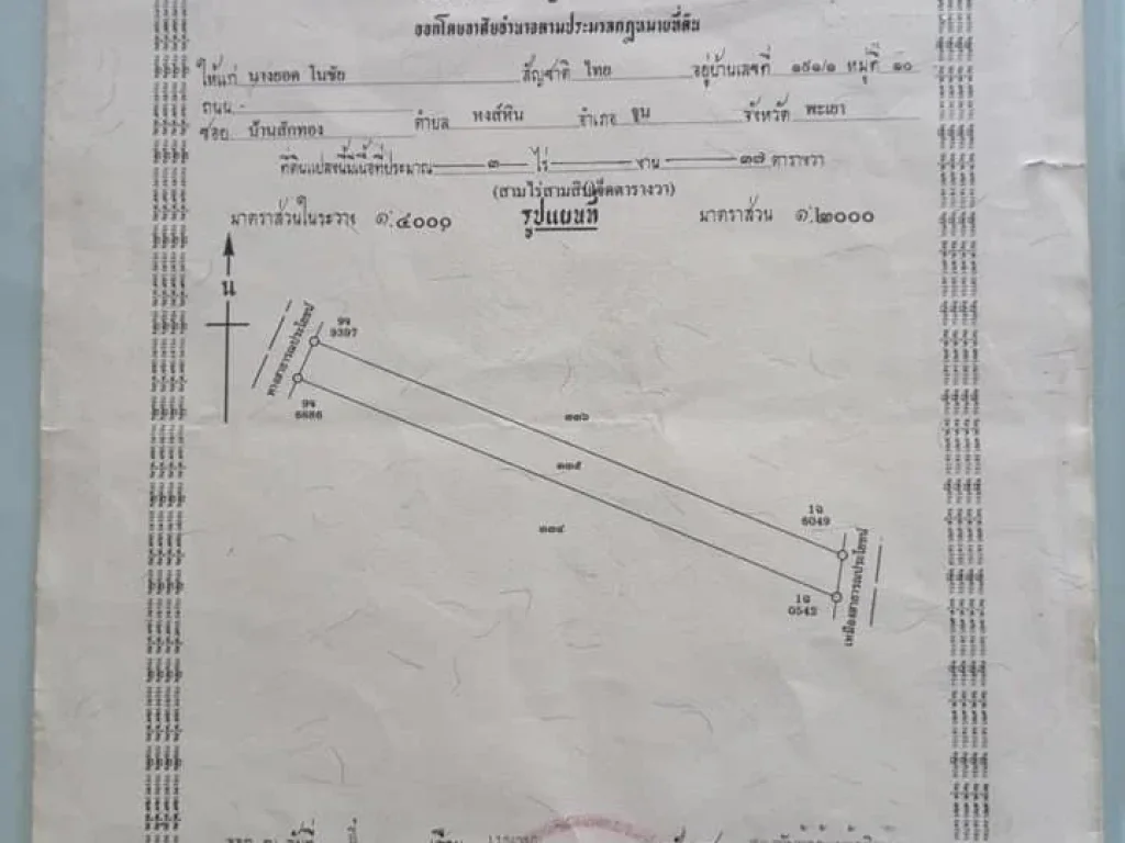 ขายที่นาไร่ละ85000 บาท