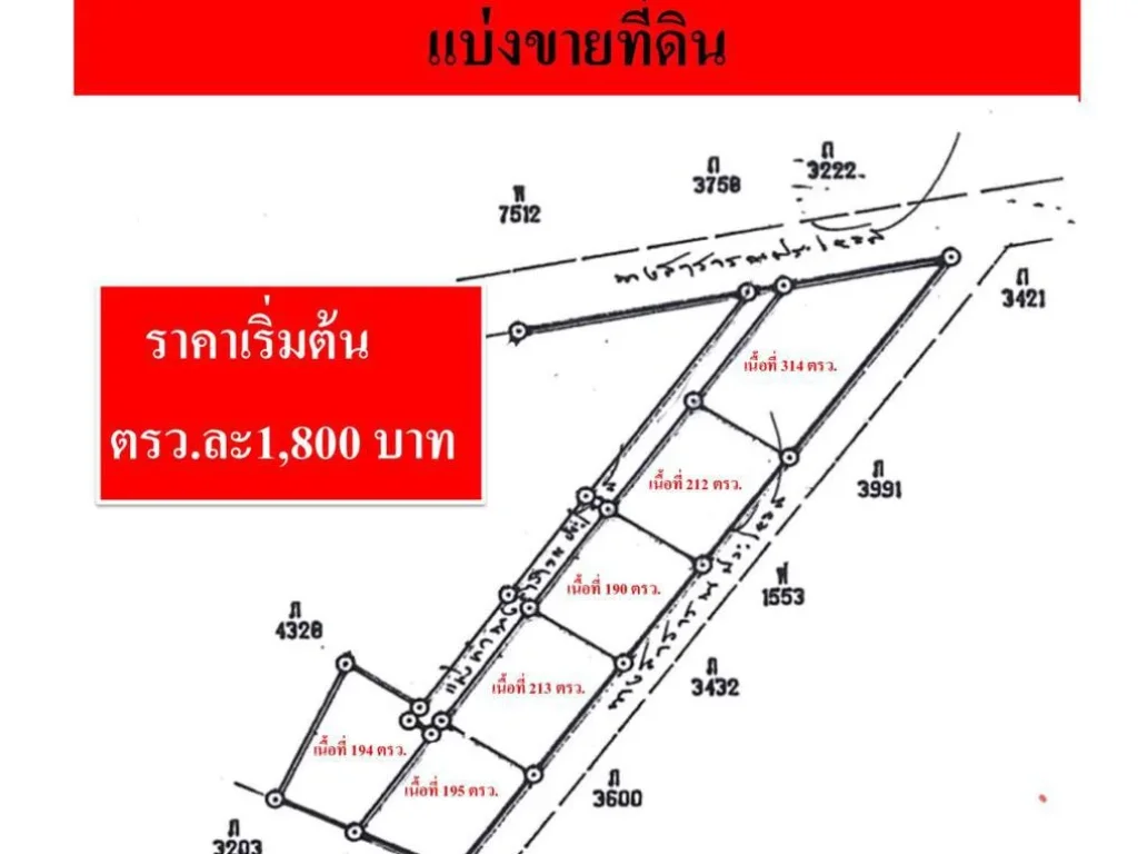 แบ่งขายที่ดิน 6 แปลง ใกล้โรงเรียนการบิน กำแพงแสน