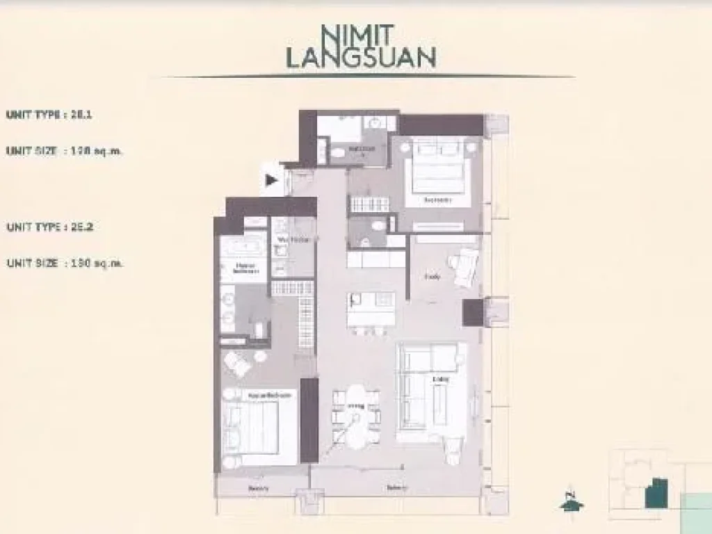 ขายดาวน์ Nimit Langsuan 2 ห้องนอน 128 ตรม