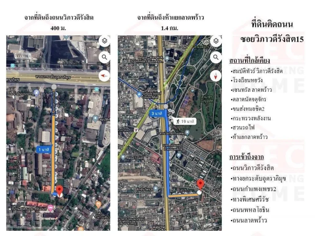 ที่ดินเปล่า ซวิภาวดีรังสิต15 เยื้องเซ็นทรัลลาดพร้าว ทำเลดีมาก