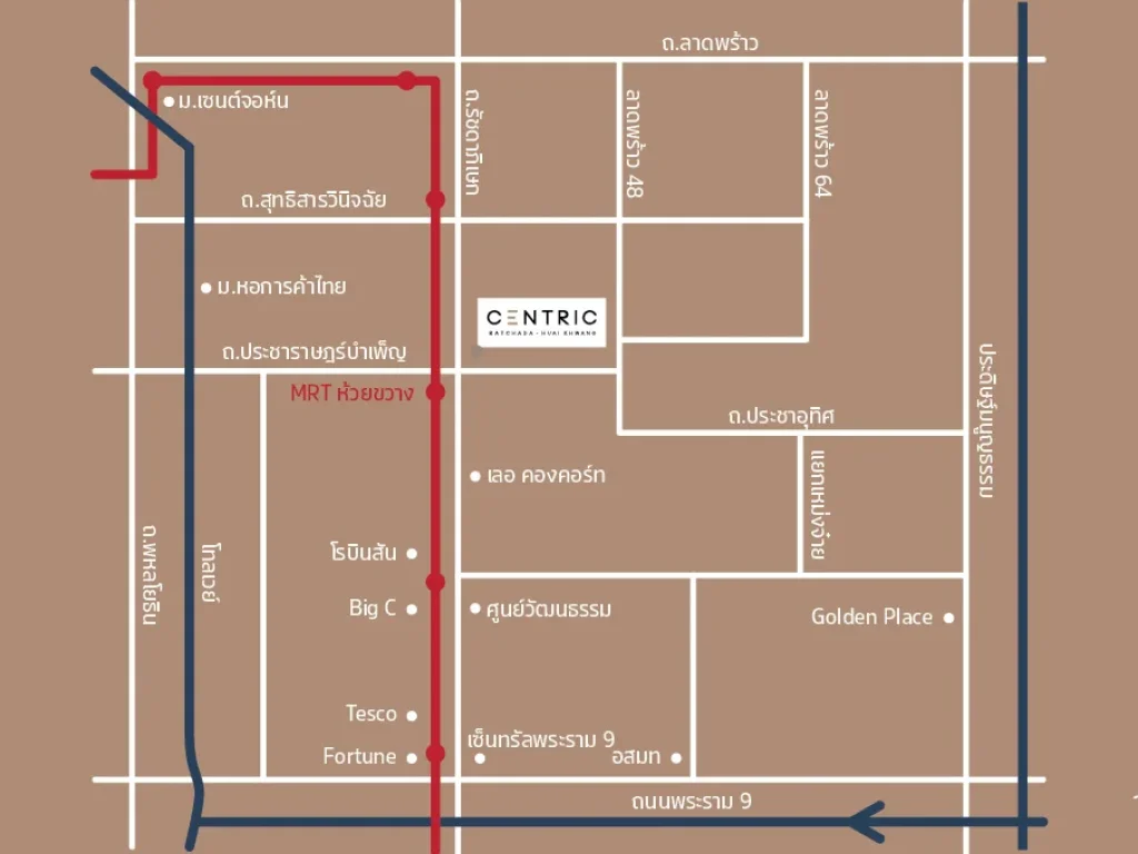 Centric Ratchada-Huai Khwang RENT ให้เช่า 1 ห้องนอน วิวเมือง ใกล้ MRT ห้วยขวาง