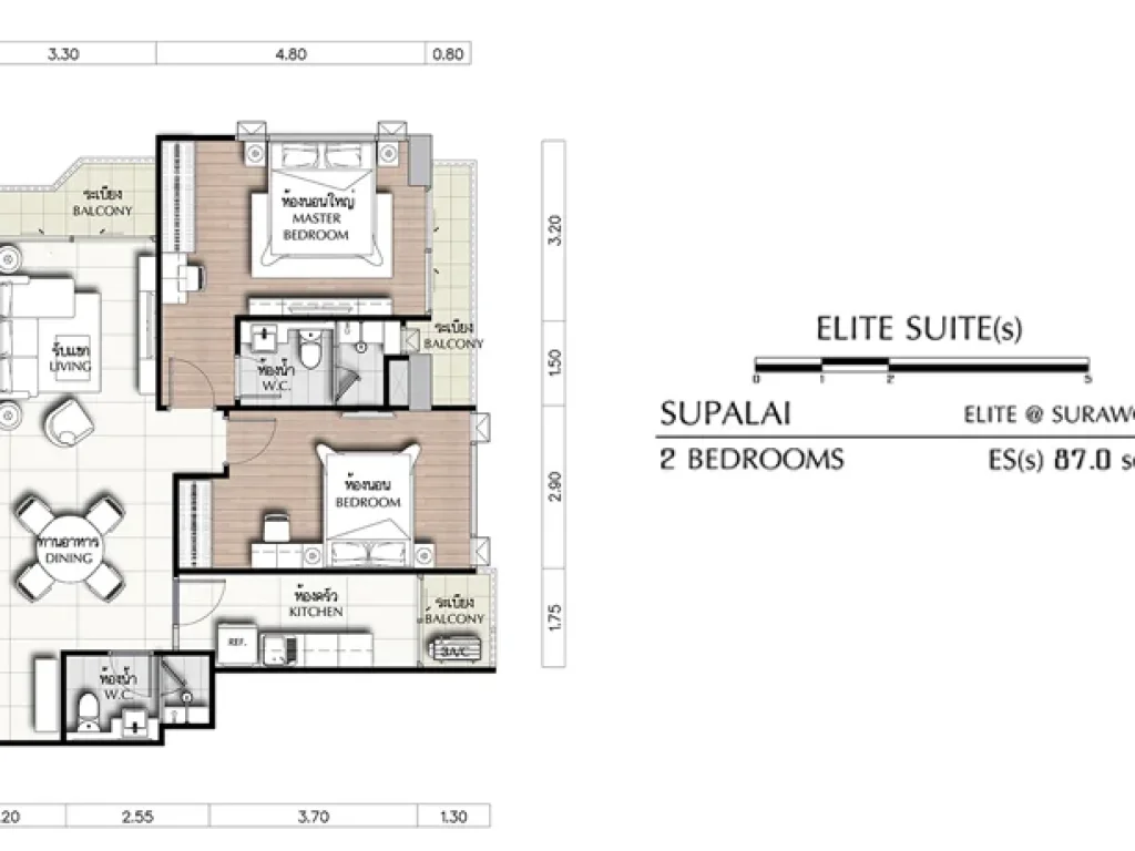 SELL ขาย 2 ห้องนอน 87ตรม ใกล้ MRT สามย่าน Supalai Elite สุรวงศ์