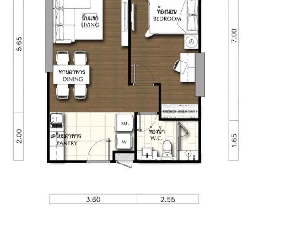 ให้เช่า 1 ห้องนอน 54ตรม ใกล้ BTS สุรศักดิ์ Supalai Lite Charoenrat-Sathorn