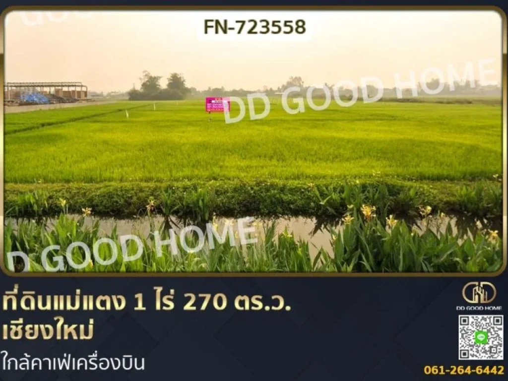 ที่ดินแม่แตง 1 ไร่ 270 ตรว เชียงใหม่ ใกล้คาเฟ่เครื่องบิน