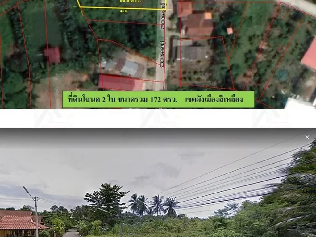 ขายที่ดินเปล่า 172 ตรว หลังเซเว่นบ้านสวนมะพร้าว ผังสีเหลือง