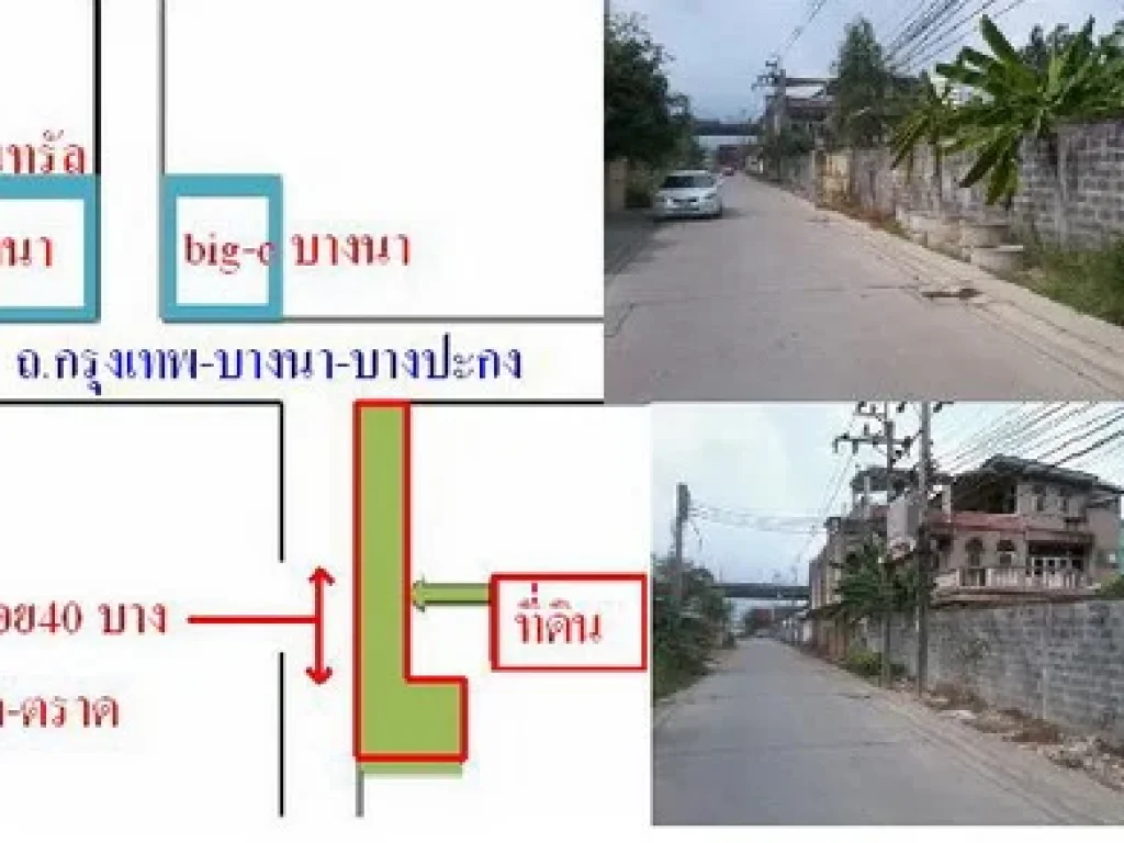 ขายที่ดินติดถนนบางนาตราด ซอย40 ตรงข้ามเช็นทรัท-บิ้กซีบางนา