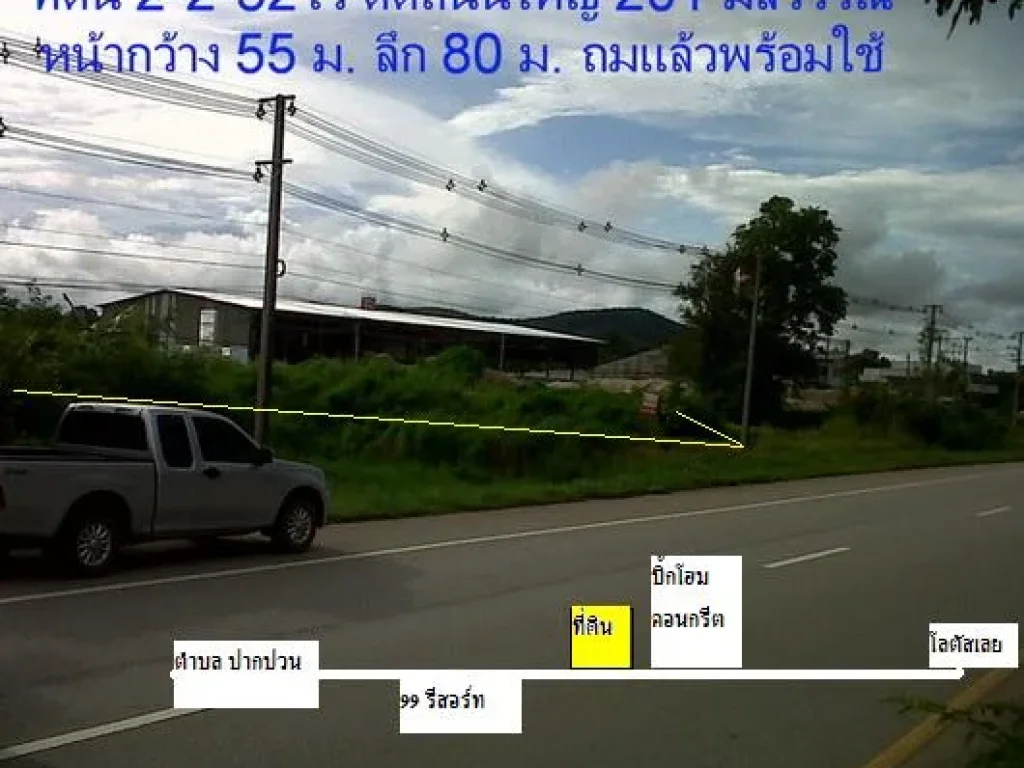 ขายที่ดิน ถนนใหญ่ 4 เลน 201 มลิวรรณ เลย-วังสะพุง