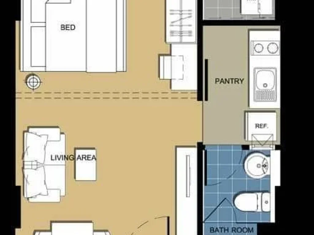 ขายด่วนคอนโด D Condo Ramkhamhaeng 642 ห้องสตูดิโอ สามารถกั้นห้องนอนแยกเป็น 1 ห้องนอนได้