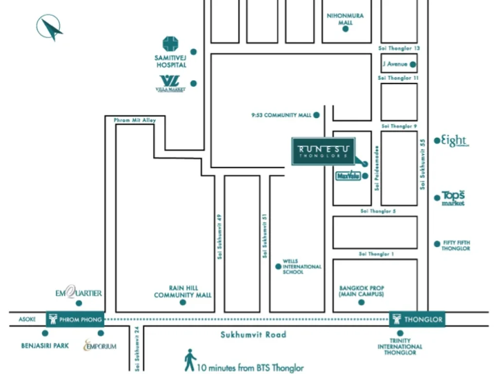 ให้เช่า คอนโด Runesu Thonglor 5 รูเนะสุ ทองหล่อ 5 ขนาด 1 ห้องนอน 36 ตรม ชั้น 6 BTS ทองหล่อ