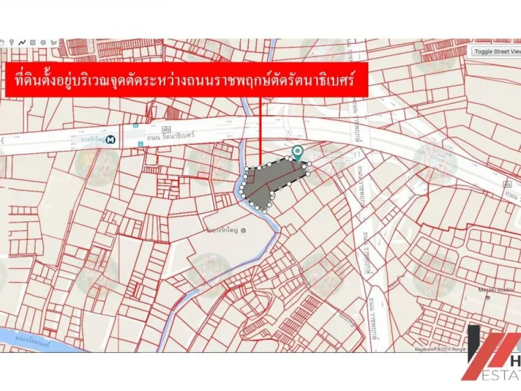 ที่ดินแปลงสวยติดถนนขนาดทั้งหมดรวม 8 ไร่ 0 งาน 42 ตรวตั้งอยู่บริเวณจุดตัดระหว่างถนนราชพฤกษ์ตัดรัตนาธิเบศร์