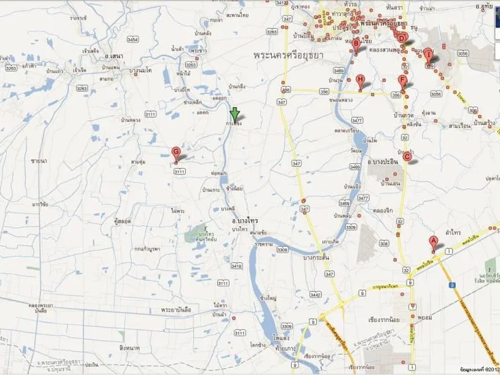 ขาย ที่ดิน อยุธยา ติดแม่น้ำเจ้าพระยา ติดถนนใหญ่ 26 ไร่