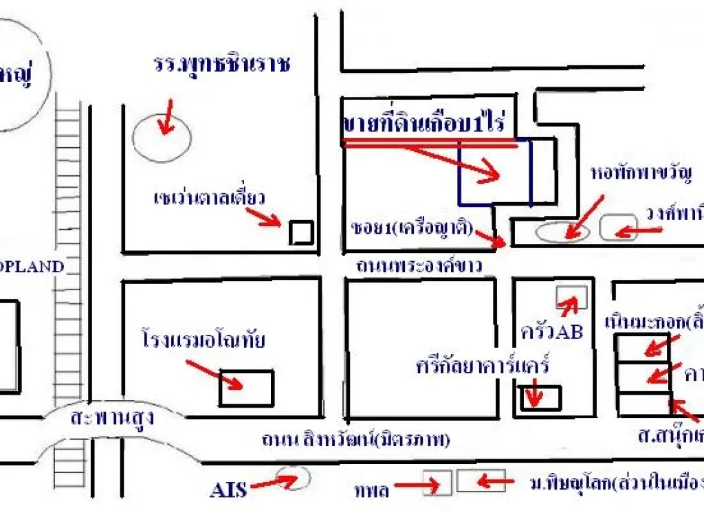 ขายที่ดินสวยกลางใจเมืองพิษณุโลก 1ไร่ มีโฉนดพร้อมโอน ถพระองค์ขาวซอย1เหมาะทำหอพักหรือบ้านเช่า