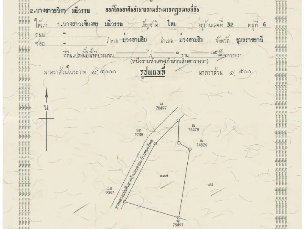 ขายที่ดินติดถนนลาดยางราคาถูก