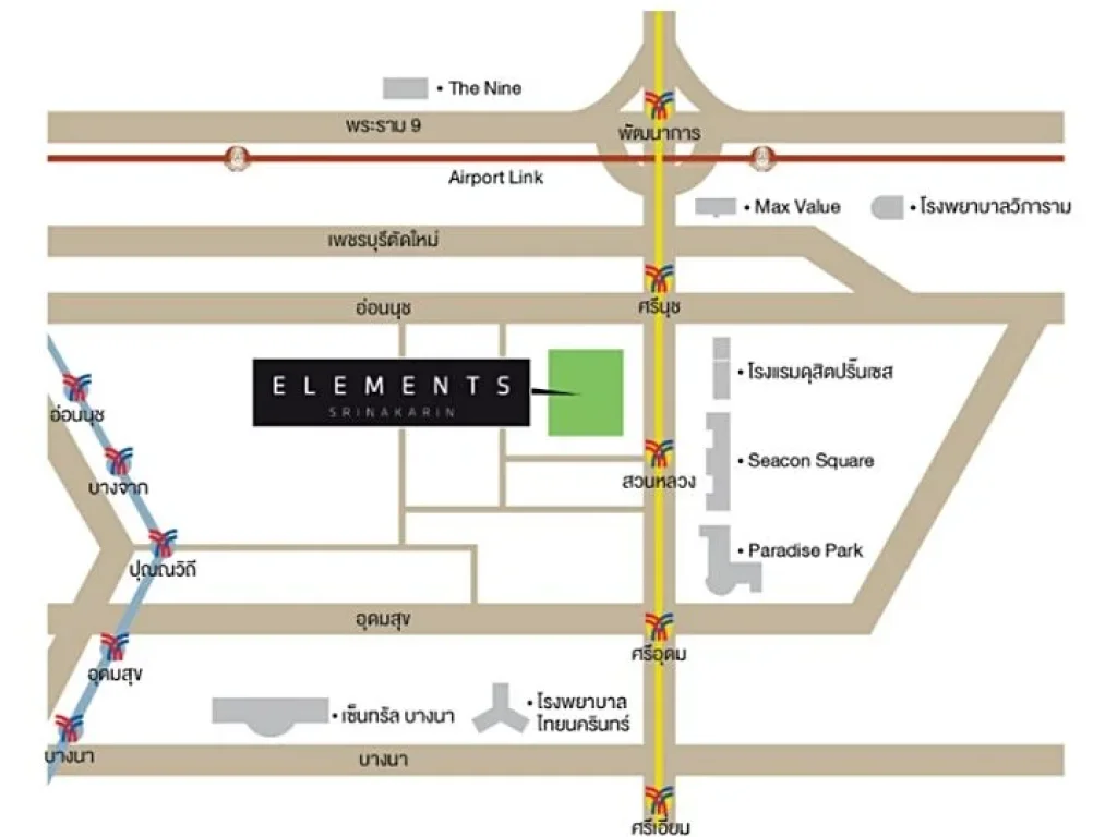 Elements Srinakarin 38 ตารางเมตร 1 ห้องนอน ชั้น3