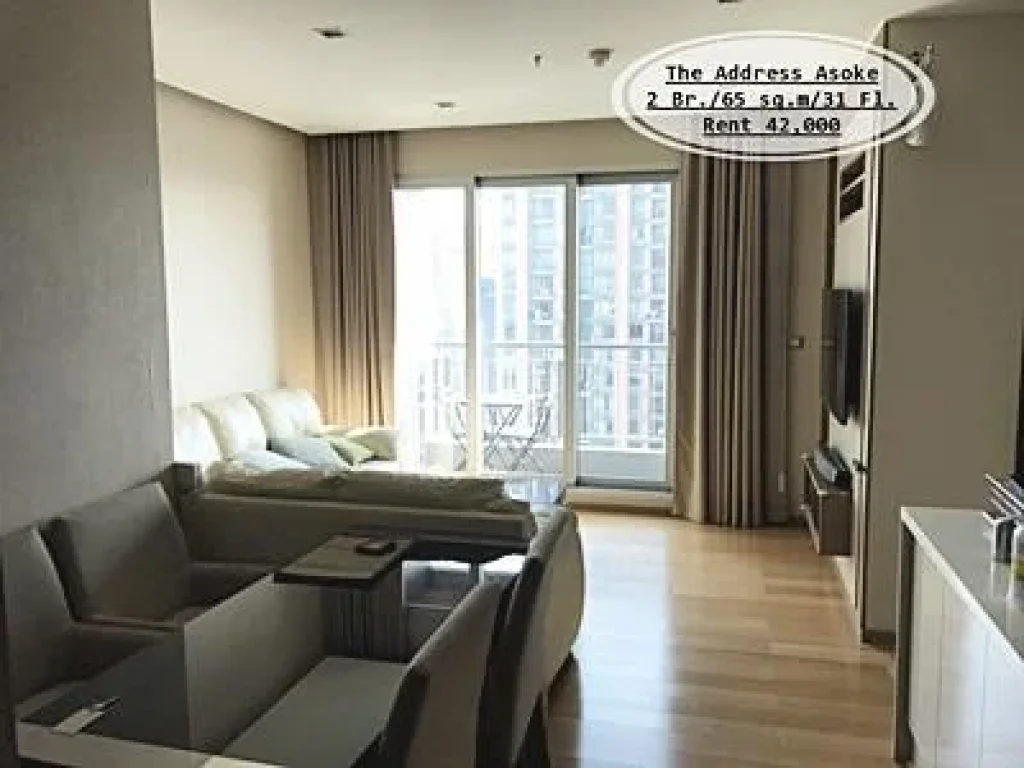 เช่า-The Address Asoke 2 นอน ชั้น 31 65 ตรม ใกล้ MRT เพชรบุรี เช่า 42000