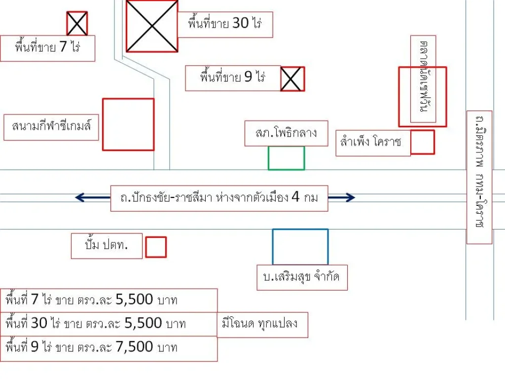 ขายที่ดิน 3 แปลง หลังสนามกีฬาฌแลิมพระเกียรติ 80 พรรษา