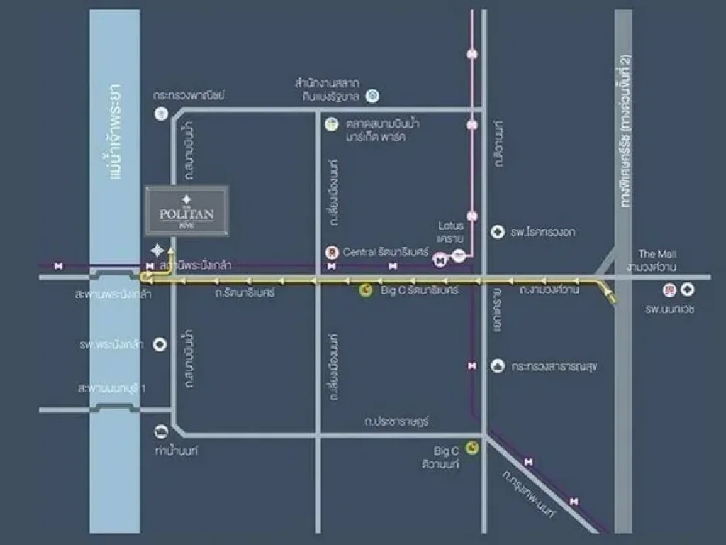 ให้เช่า คอนโด The Politan Rive สนามบินน้ำ พร้อมเฟอร์ ห่างจาก mrt พระนั่งเกล้า 400