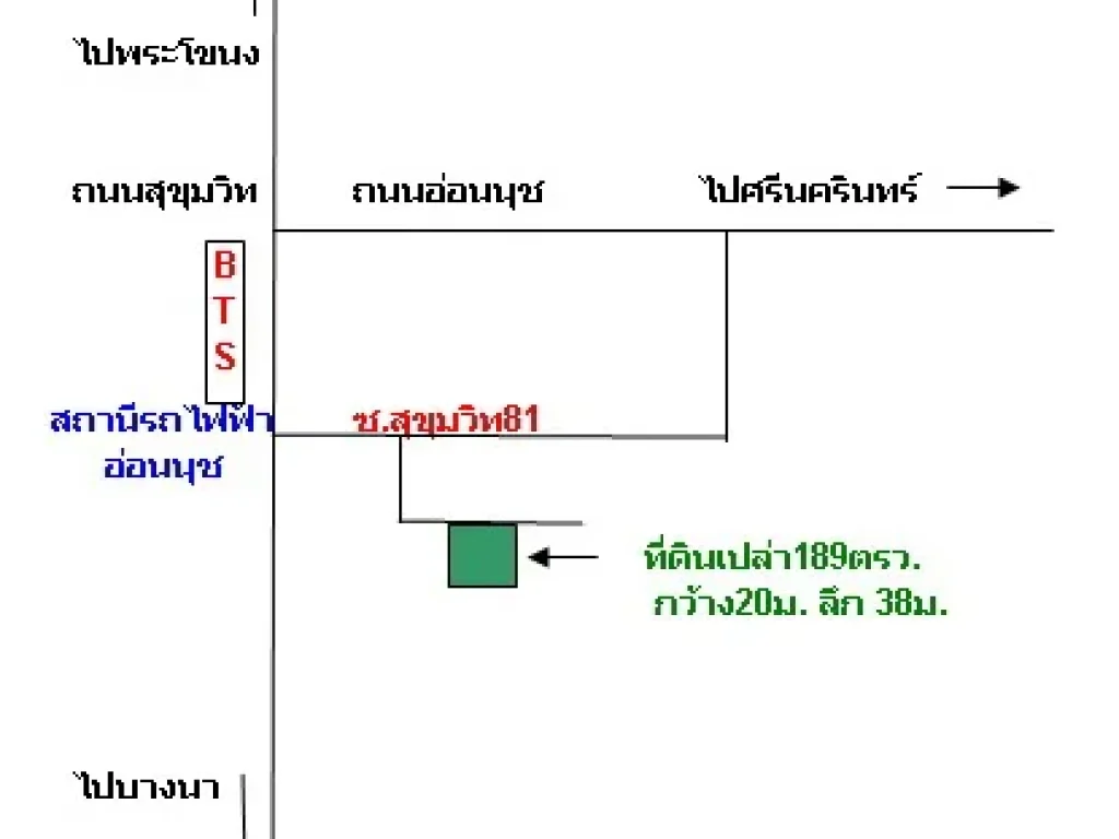 ขายที่ดิน สุขมวิท 81 ใกล้สถานีรถไฟฟ้า BTS อ่อนนุช เพียง 300เมตร189 ตรว