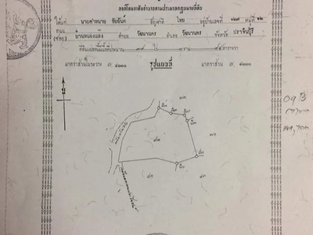 ขายที่ดินมีโฉนด 19 ไร่ 1 งาน 94 ตรว