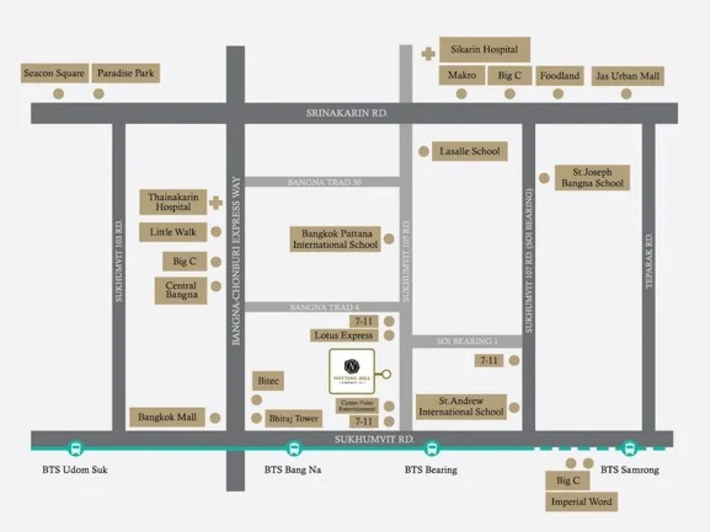 ให้เช่าคอนโดใหม่ Notting Hill สุขุมวิท105 ใกล้รถไฟฟ้า BTS แบริ่ง