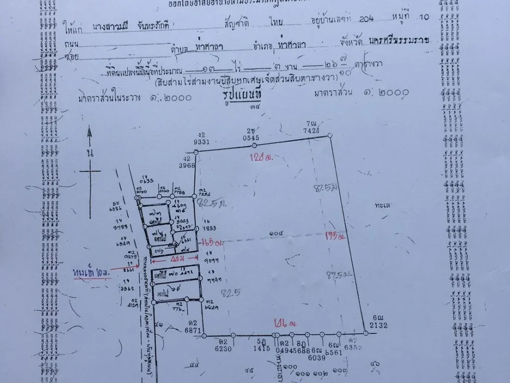 ที่ดินติดชายทะเลท่าศาลา