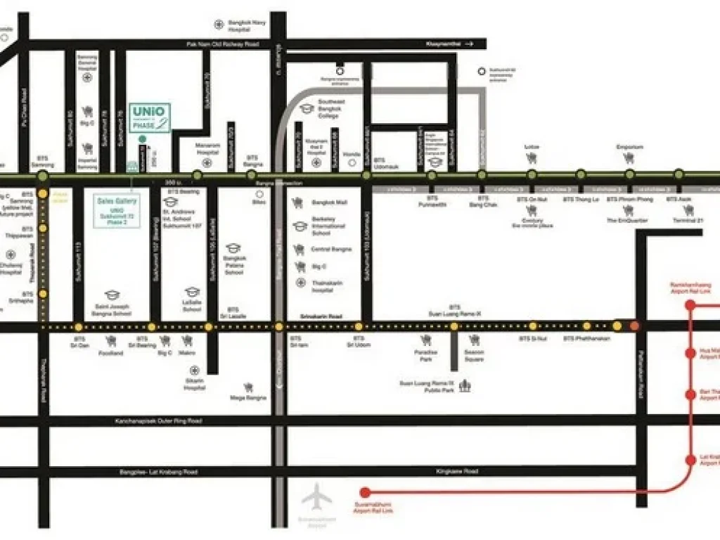 ให้เช่า Unio Sukhumvit 72 ใกล้รถไฟฟ้า BTS แบริ่ง ขนาด 27 ตรม อาคาร D ชั้น 8