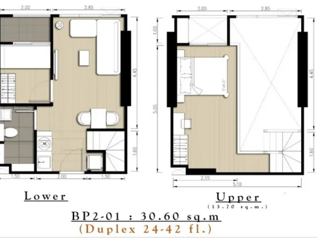 คอนโด ให้เช่า Knightsbridge Prime Sathorn ห้อง Duplex ขนาด 44 ตรม หัวมุม ทิศตะวันออกเฉียงเหนือ