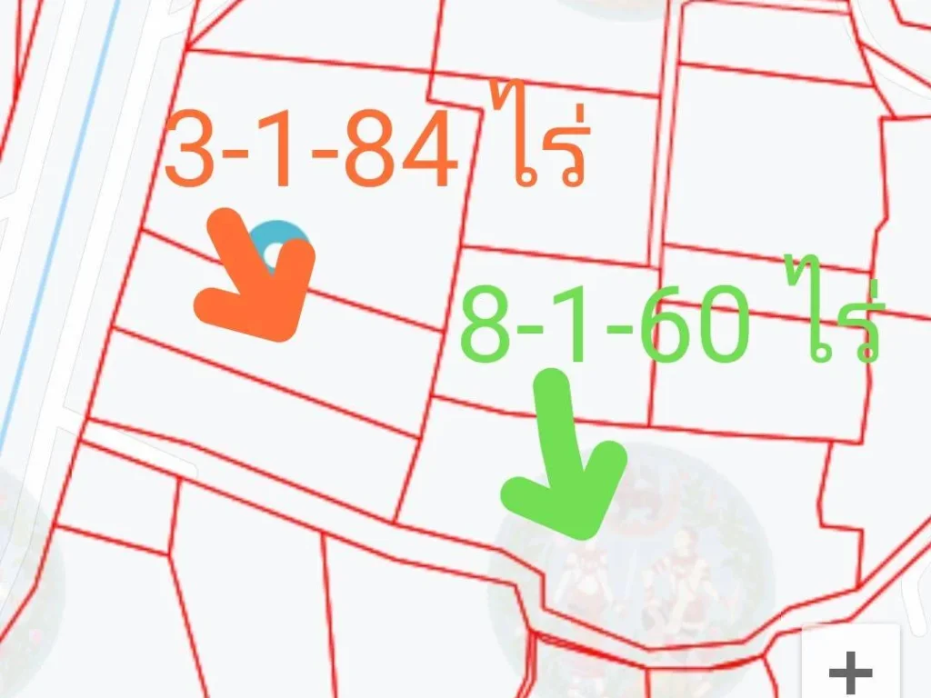 ขายที่ดิน 2โฉนดรวม 11- 3-44 ไร่ ผังเหลือง ติดถนนดำ กว้าง 48mยาว 310 m