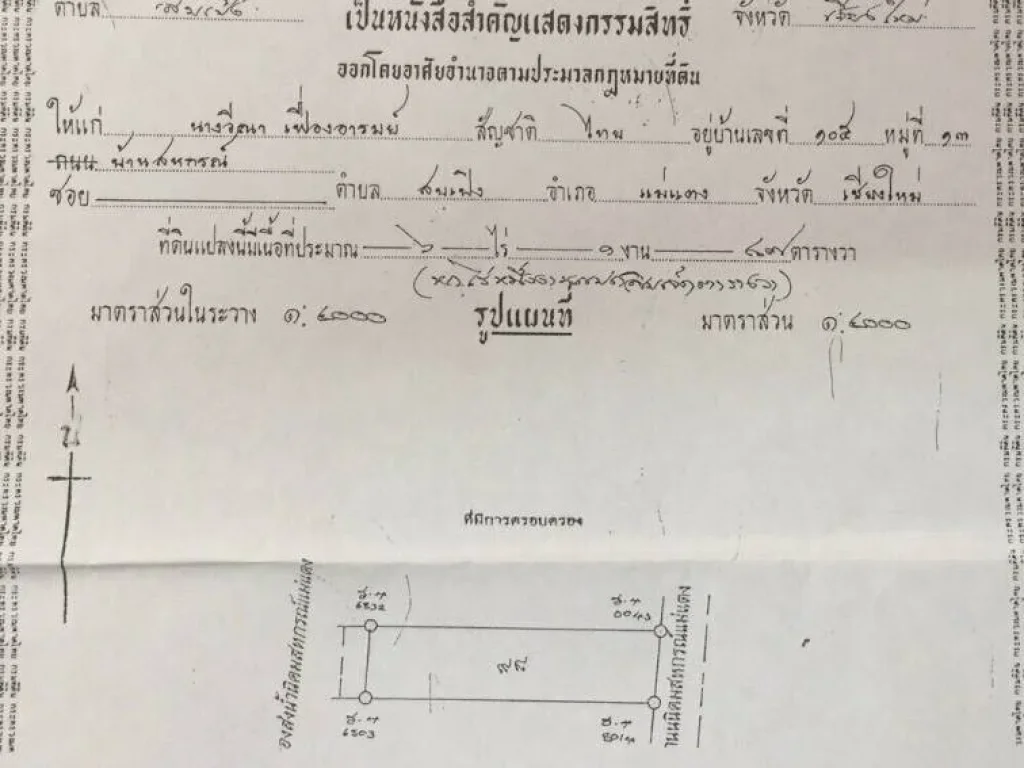 ขายที่ดินติดถนน อำเภอแม่แตง ราคาถูกมาก เนื้อที่ 10-0-5 ไร่