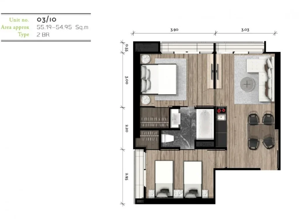 BEST SELLING PRICE Park24 2 Bedrooms 55 sqm 193k sqm THB