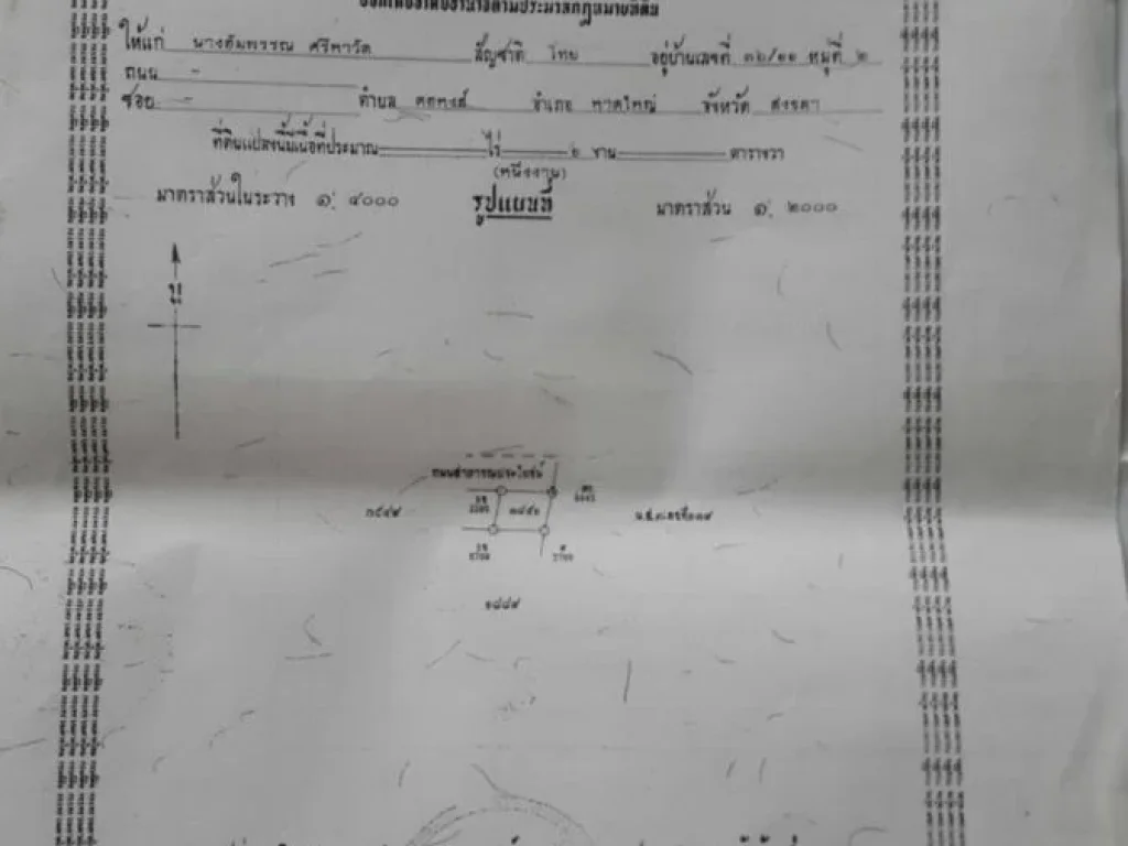 ขายที่ดินเปล่า จำนวน 100 ตรว ซอย 4 กาญจนวนิช ซอยมิ่งรัตนา ใกล้สวนสาธารณะ หน้าเทคนิคหาดใหญ่