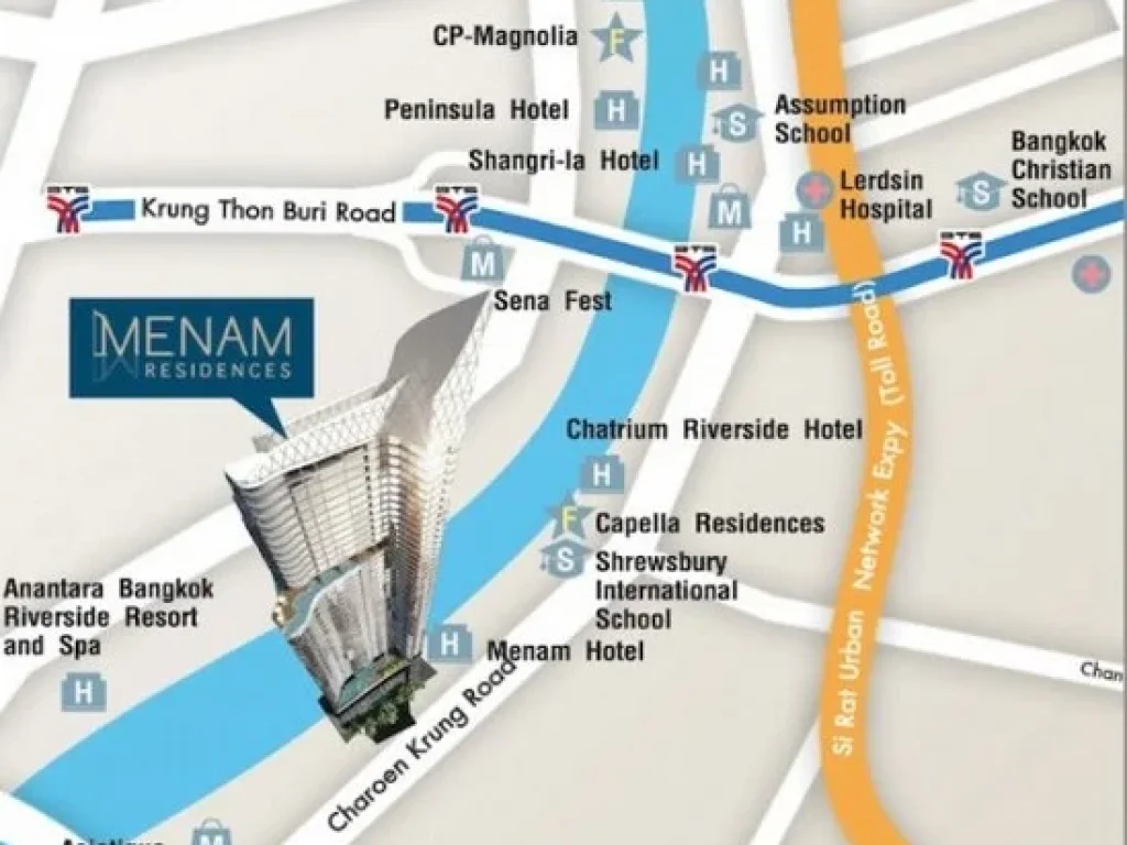 Menam Residences แม่น้ำ เรสซิเดนท์ ถนนเจริญกรุง ริมแม่น้ำ เฟอร์ครบ 998 ตรม