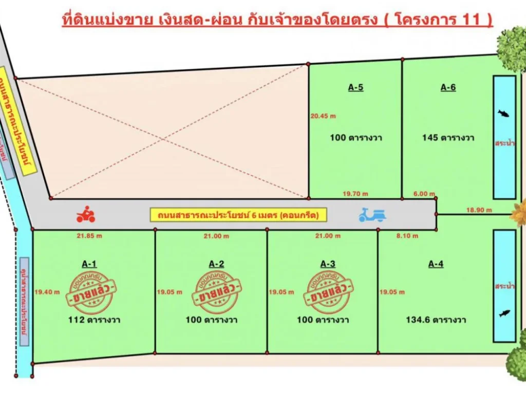 ที่ดินแบ่งขายโครงการ 11 เงินสดและผ่อนกับเจ้าของโดยตรง ตนาตาขวัญ อเมือง ระยอง