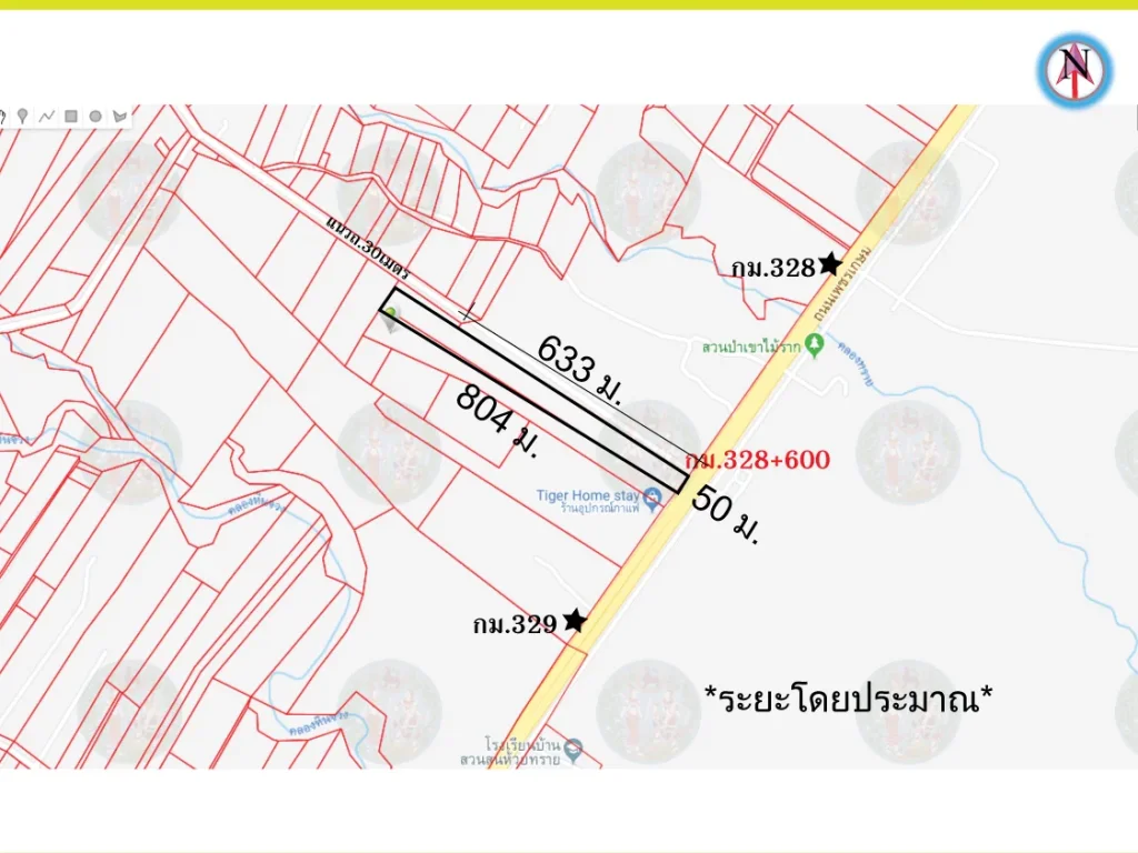 ขายที่ดินถูกๆต่ำกว่าราคาประเมิน ติดถเพรชเกษม ต ห้วยทราย อ เมืองประจวบคีรีขันธ์ จ ประจวบคีรีขันธ์ ที่ดินเนื้อที่ 26-1-78 ไร่ โฉนดลอย หน้ากว้า